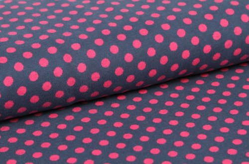 RESTSTÜCK 0,50m !!! - Baumwoll Strick - Punkte - navy/pink